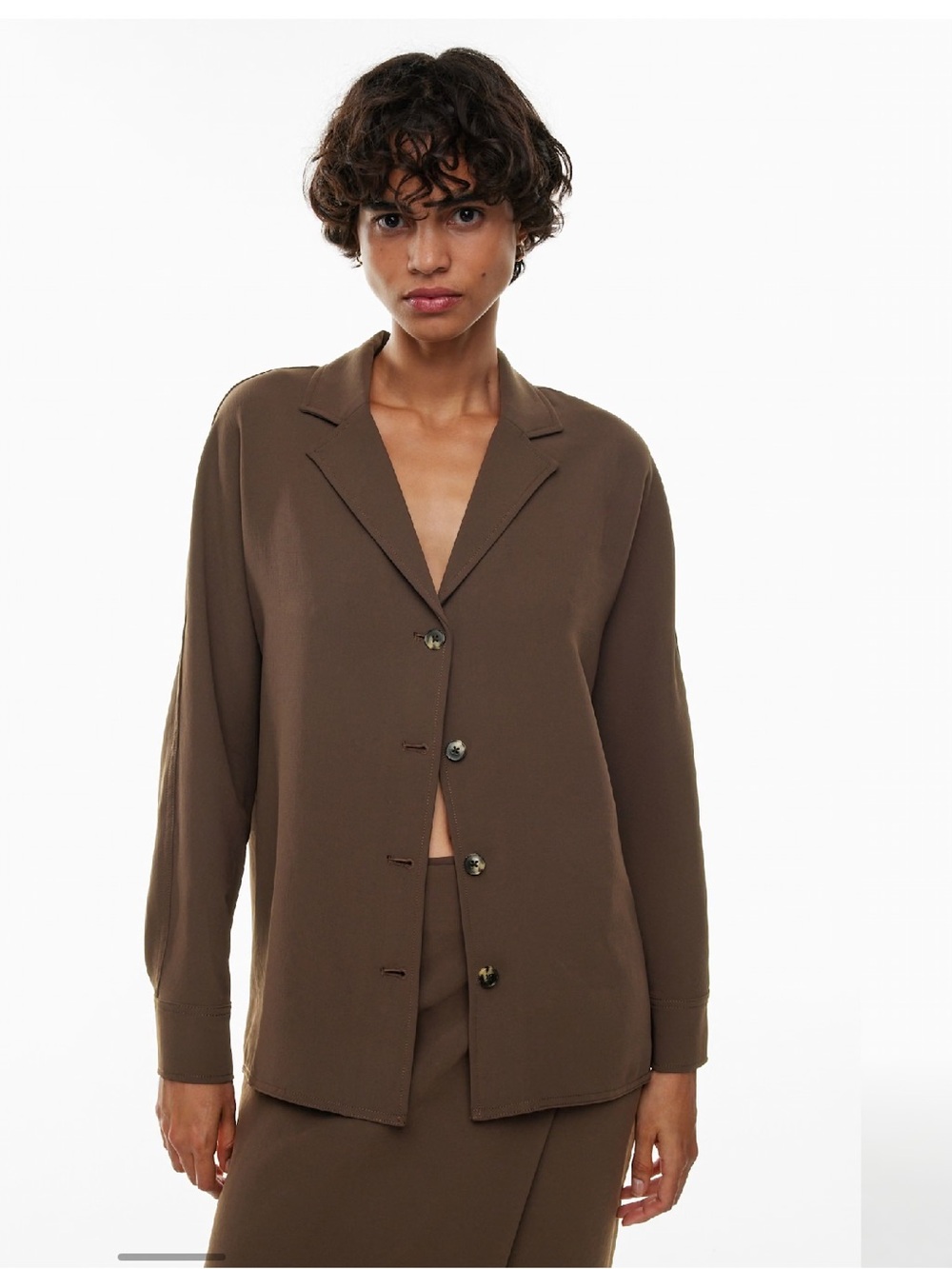 Aritzia Wilfred Freeform Shirt - Crepette Sold Out Limited Rich Mocha Brown S